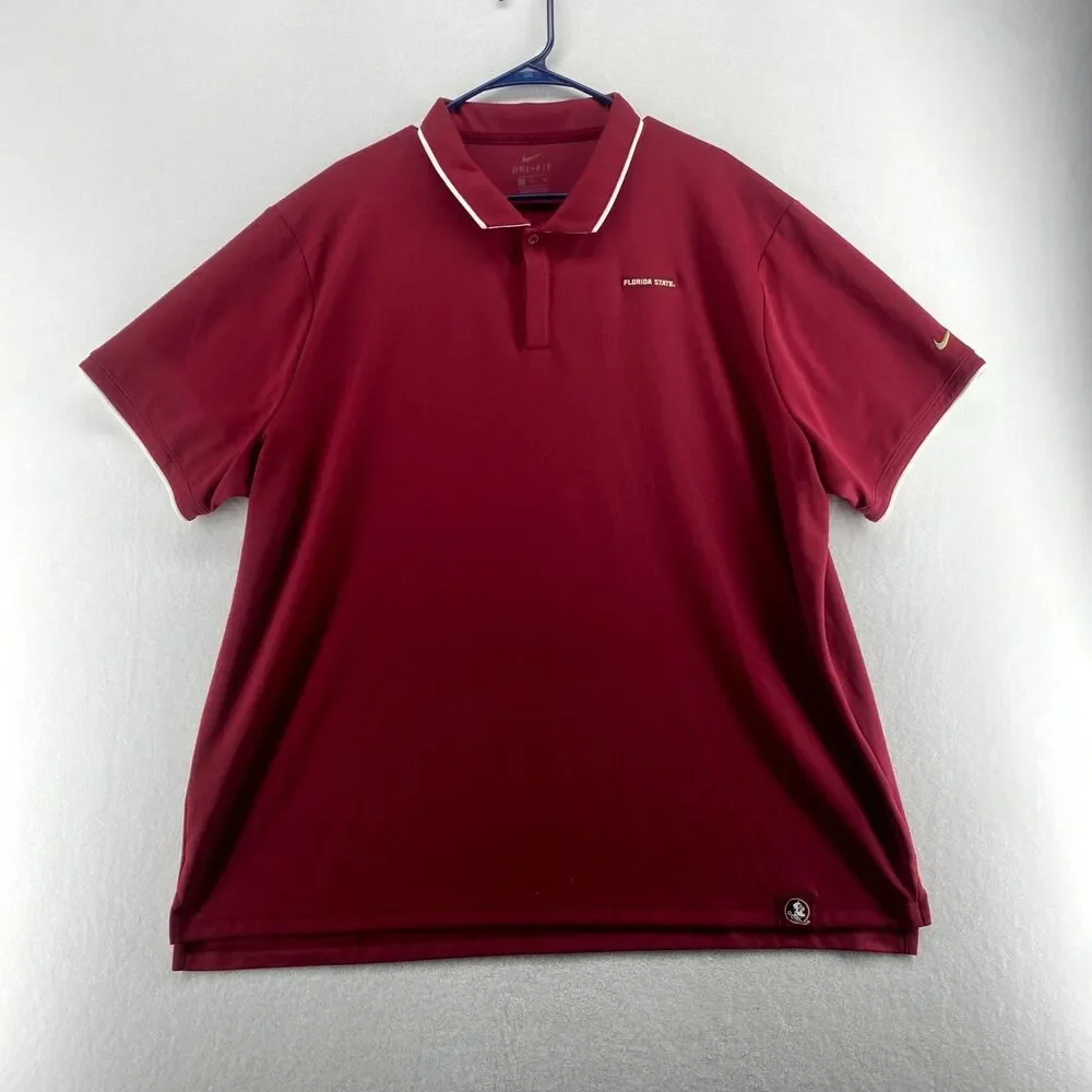 Nike Polo Shirt Florida‎ State Seminoles 3XL Garnet Red Dri-FIT Performance Mens